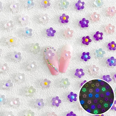 3D Flowers Nail Charms For Women Nail Art - Resin Luminous Nail Charms