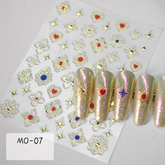 5D Golden Bohemian Nail Art Stickers DIY Nail Decals