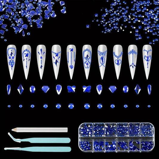 Nail Art Rhinestones Set with Tweezers and Drill Pens