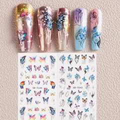 2 Halloween 5D Embossed Nail Art Stickers Skull and Butterfly Decals