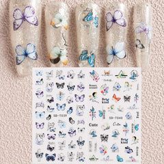 2 Halloween 5D Embossed Nail Art Stickers Skull and Butterfly Decals