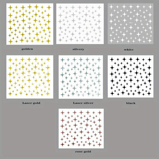 Metallic Stars Nail Art Stickers 3D Self Adhesive Decals for Acrylic Nails