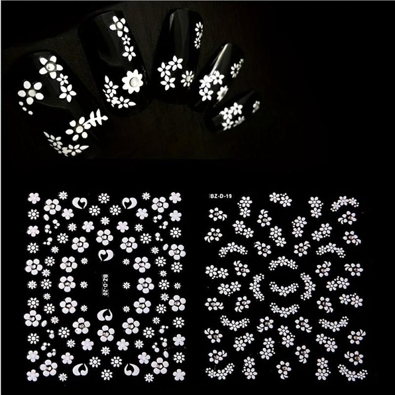 30pcs Self Adhesive Flower Nail Art Stickers - Nail Art Decals for DIY or Salons