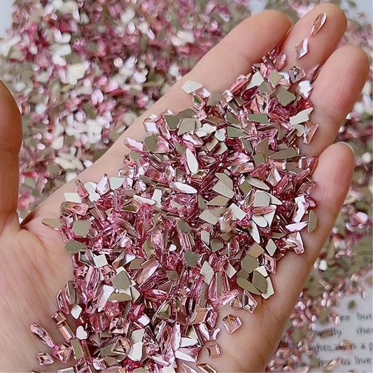 Pink Flat Back Nail Art Zircon Gemstones - 50/100pcs