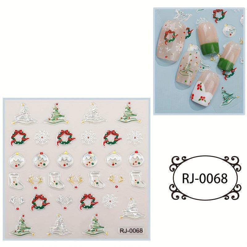 5D Embossed Halloween Nail Art Stickers Skull Spider Heart