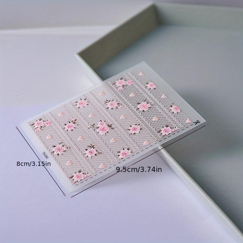 5D Embossed Rose Nail Art Stickers - Self Adhesive Nail Art Supplies