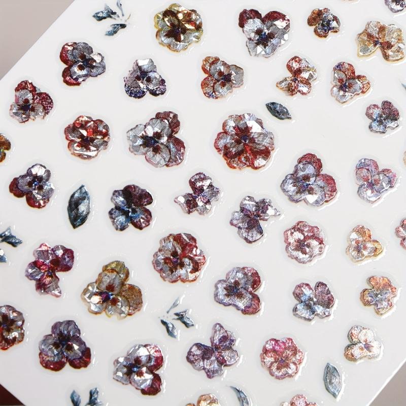 Holographic Flower Nail Art Stickers Decals 5D Embossed