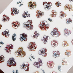 Holographic Flower Nail Art Stickers Decals 5D Embossed