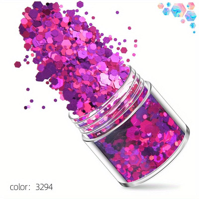 Colorful Laser Hexagon Nail Art Sequins Holographic Glitter Powder