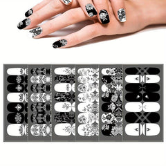 Colorful Full Cover Nail Decal Strips, Self-Adhesive Nail Art Decals