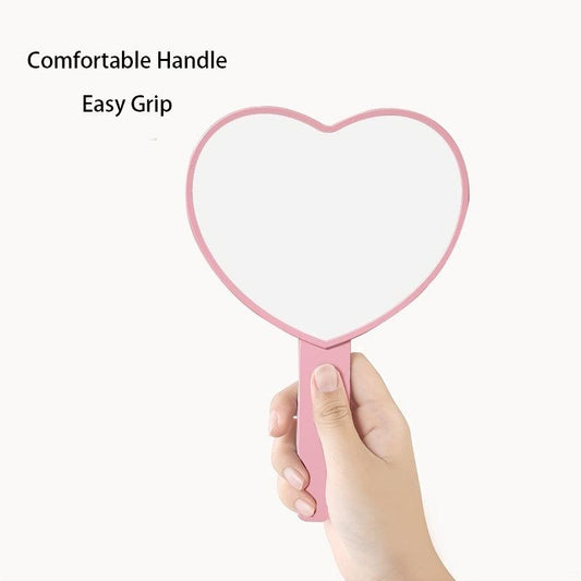 Heart Shaped Hand Held Makeup Mirror - Women's Beauty Essential