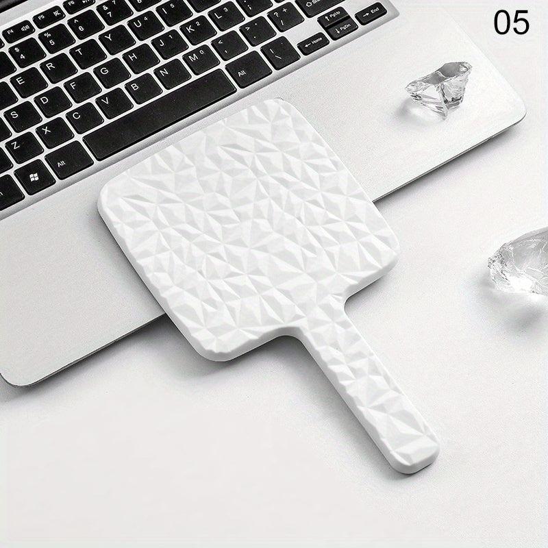 Wave Pattern Square Hand Mirror Small Vanity Mirror Portable Beauty Mirror