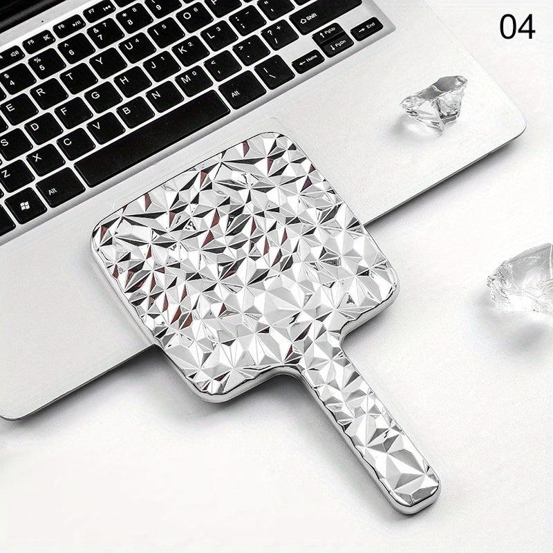 Wave Pattern Square Hand Mirror Small Vanity Mirror Portable Beauty Mirror