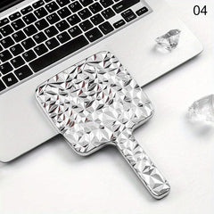 Wave Pattern Square Hand Mirror Small Vanity Mirror Portable Beauty Mirror