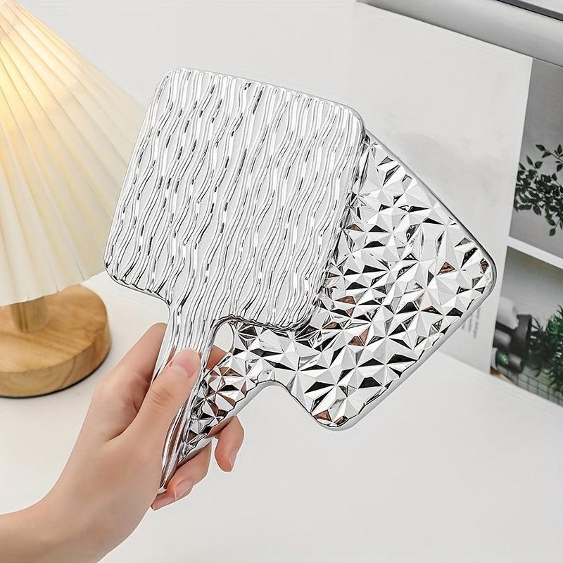 Wave Pattern Square Hand Mirror Small Vanity Mirror Portable Beauty Mirror