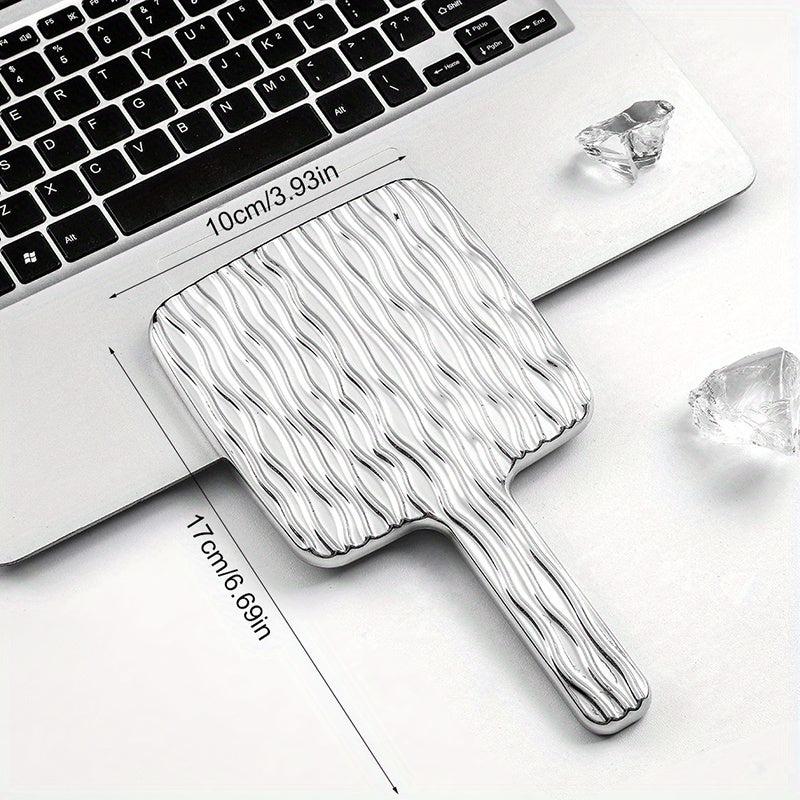 Wave Pattern Square Hand Mirror Small Vanity Mirror Portable Beauty Mirror