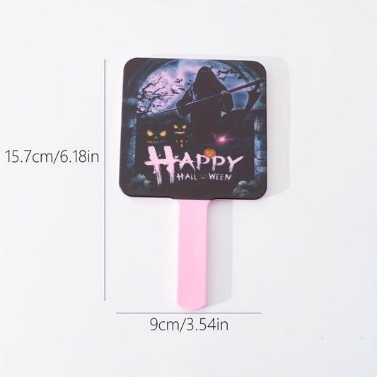 Pumpkin Bat Pattern Hand Mirror Square Vanity Cosmetic Mirror Travel Beauty