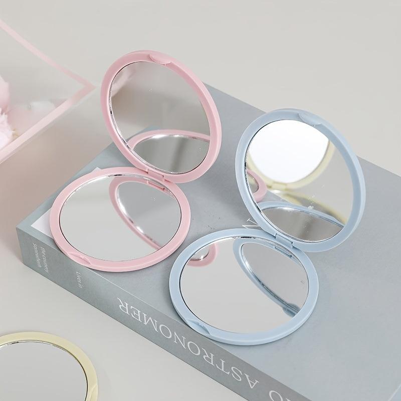 Mini Makeup Mirror Compact Round Double Side Folding Cosmetic Touch up Mirror