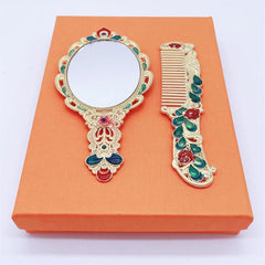 Vintage Peacock Handheld Makeup Mirror Set