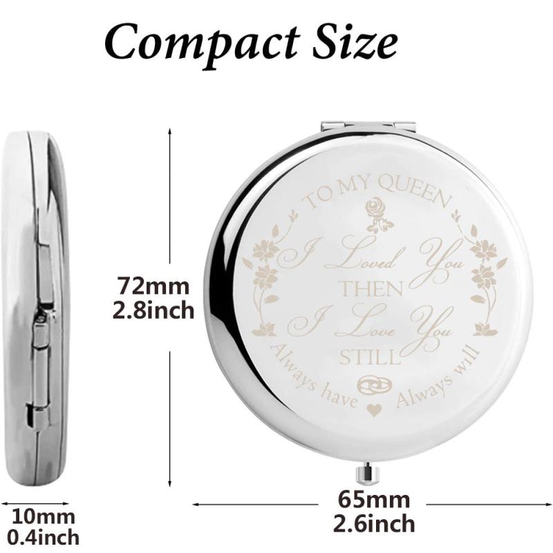 Floral Compact Mirror Roses Bridesmaid Proposal Gift Your Text Wedding Favors