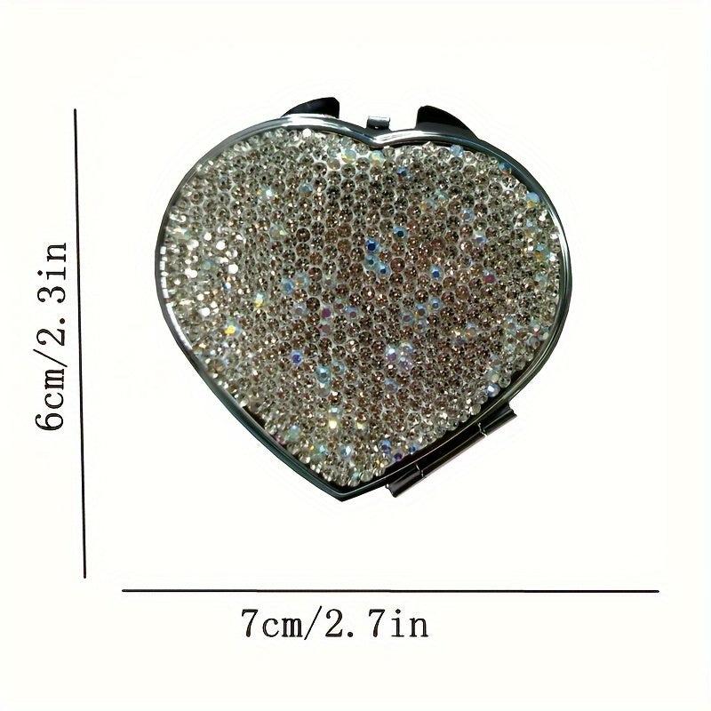 Heart Shape Folding Makeup Mirror Double Side Compact Mini Vanity Mirror