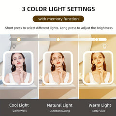 LED Lighted Travel Makeup Mirror 360 Rotatable Vanity Mirror