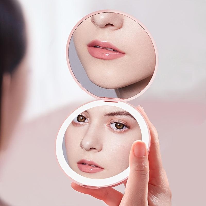 Mini Portable LED Makeup Mirror Handheld Foldable Pocket Mirror Light
