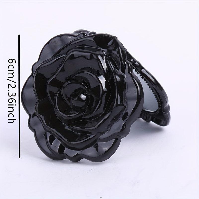 Plastic Rose Makeup Mirror Double Side Folding Compact Mirror
