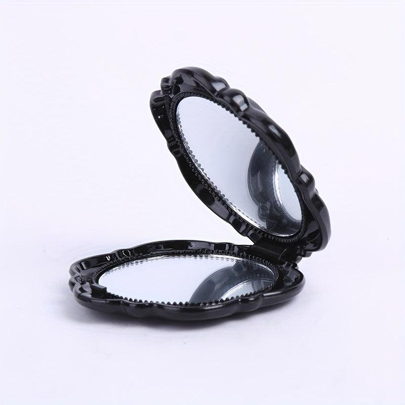 Plastic Rose Makeup Mirror Double Side Folding Compact Mirror