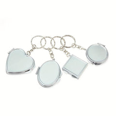 12pcs Sublimation Blank Keychain Mini Metal Makeup Mirror