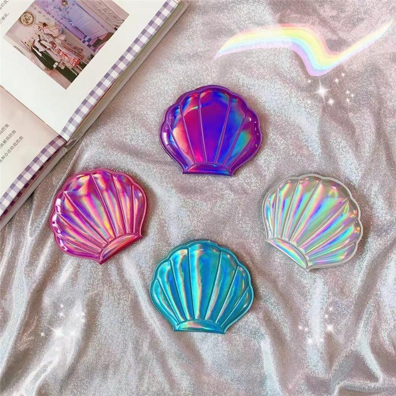 Shell Glitter Bling Mirror Double Sided Compact Makeup Mirror