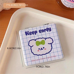 Animal & Letter Pattern Makeup Mirror Double Side Folding Vanity Mirror