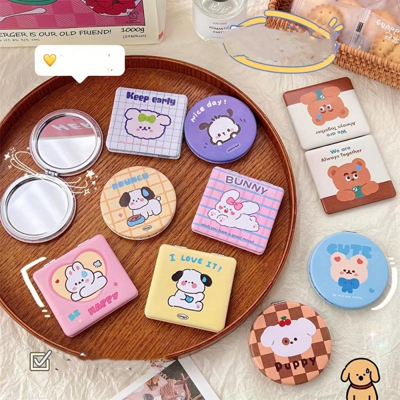 Animal & Letter Pattern Makeup Mirror Double Side Folding Vanity Mirror