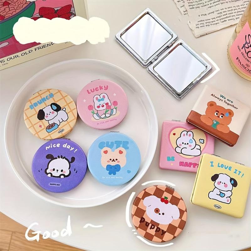 Animal & Letter Pattern Makeup Mirror Double Side Folding Vanity Mirror