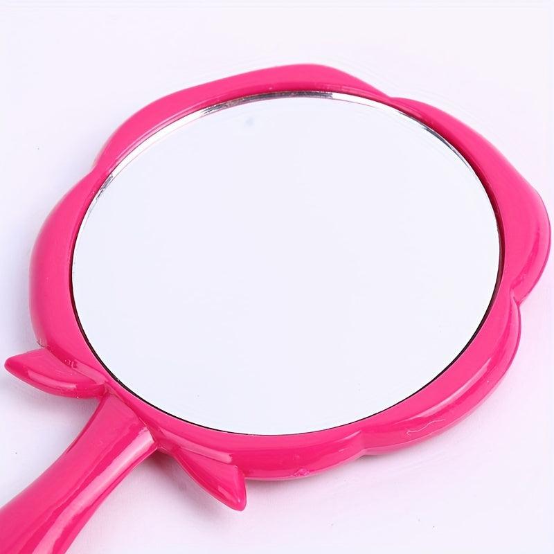Vintage Embossed Rose Handheld Mirror with Handle Compact
