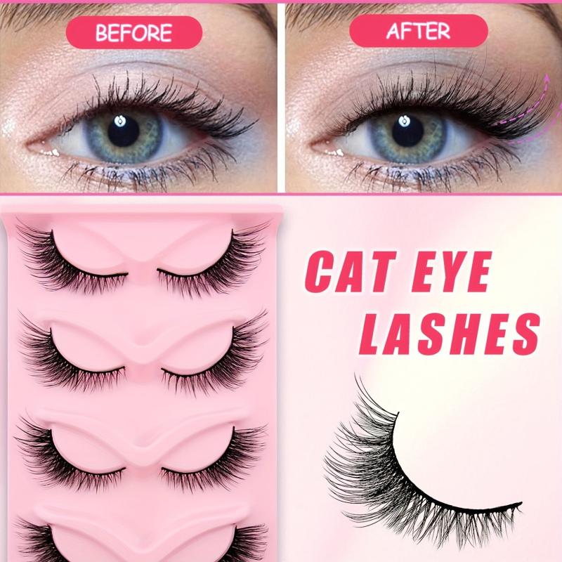 Long Fluffy Cat Eye Lashes Natural Faux Mink False Eyelashes