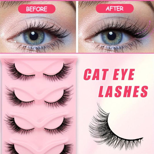Long Fluffy Cat Eye Lashes Natural Faux Mink False Eyelashes