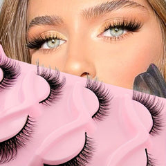 Long Fluffy Cat Eye Lashes Natural Faux Mink False Eyelashes