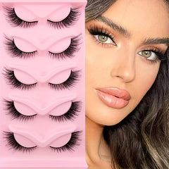 Long Fluffy Cat Eye Lashes Natural Faux Mink False Eyelashes
