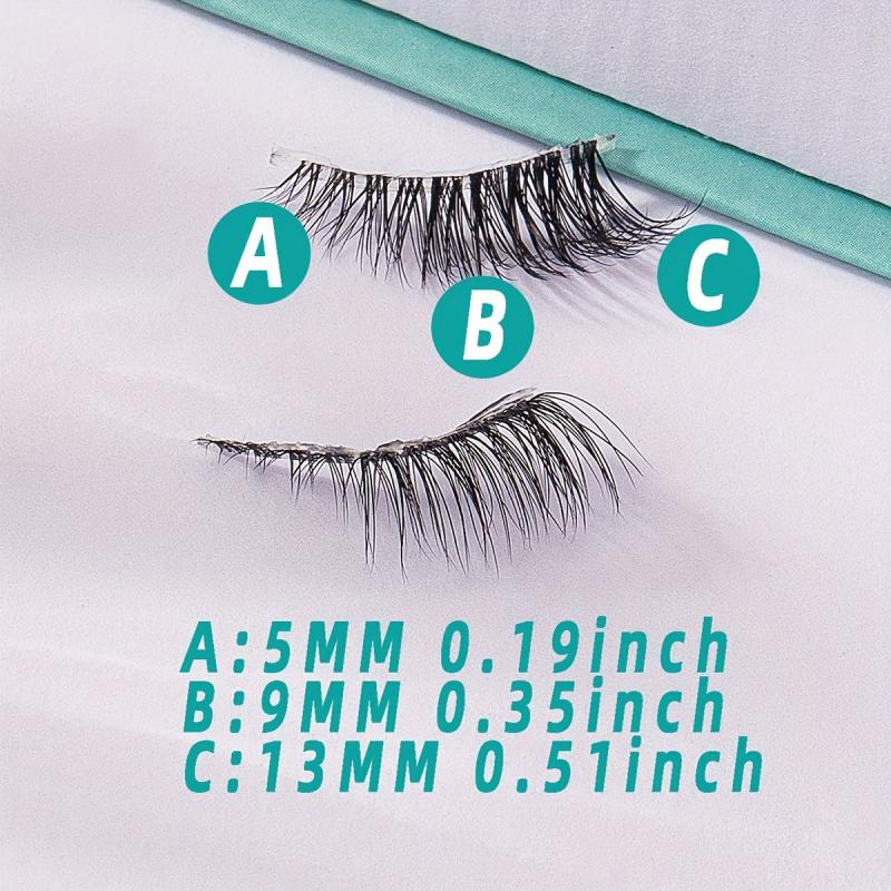 5 Pairs Faux Mink Lashes Transparent Stalk Natural False Eyelashes