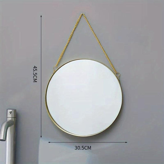 Vintage Round Vanity Mirror with Hanging Chain for Home Bathroom