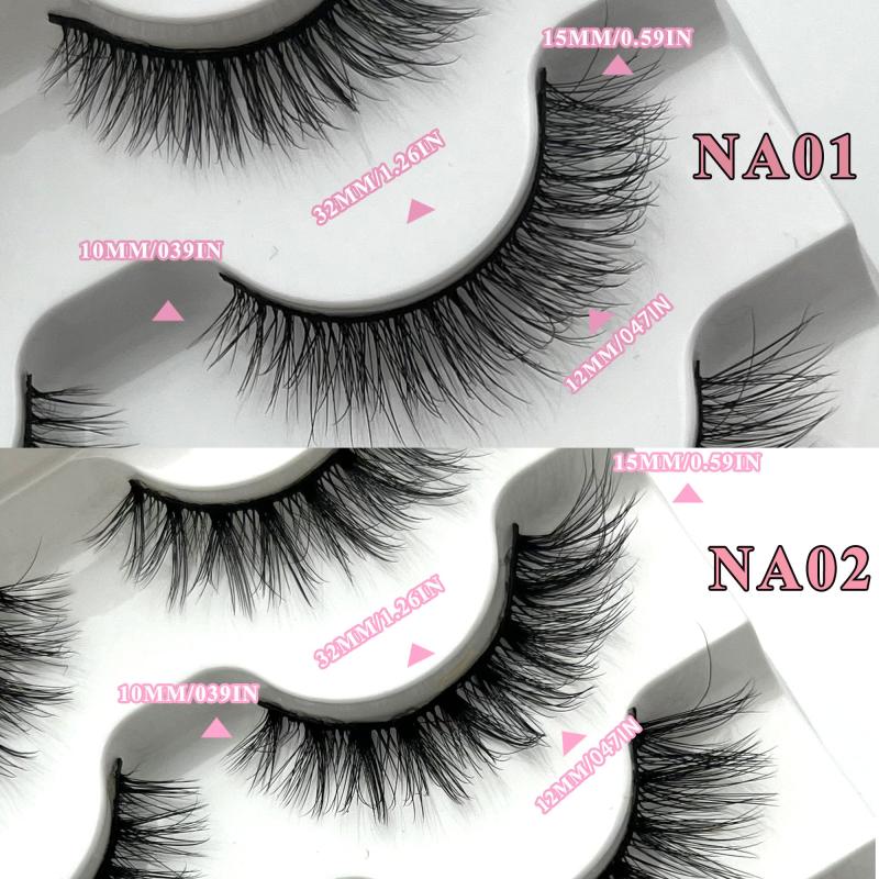 Mikiwi Natural Long Cat Eye Lashes Wispy Fluffy 3D Faux Mink