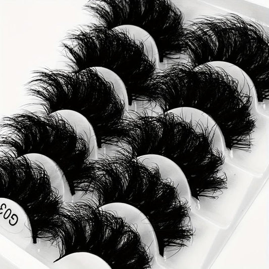 5 Pairs Fluffy Mink Lashes Thick Long Faux Eyelashes