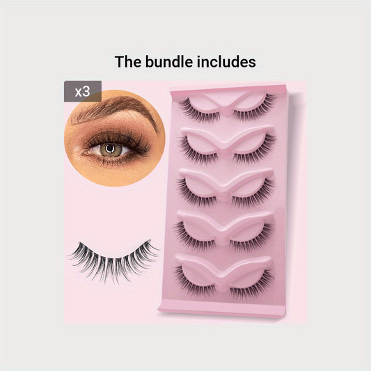 5 Pairs Wispy Faux Mink Lashes Cat Eye 3D Fluffy False Eyelashes