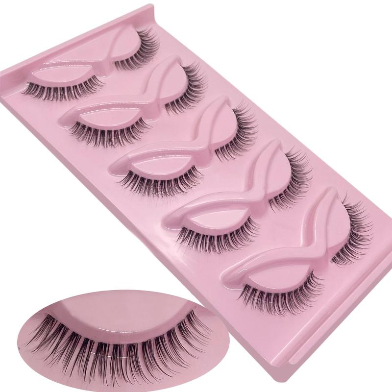 5 Pairs Wispy Faux Mink Lashes Cat Eye 3D Fluffy False Eyelashes