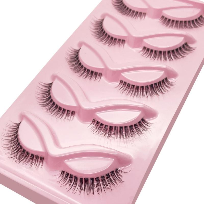 5 Pairs Wispy Faux Mink Lashes Cat Eye 3D Fluffy False Eyelashes