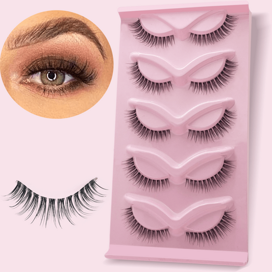 5 Pairs Wispy Faux Mink Lashes Cat Eye 3D Fluffy False Eyelashes