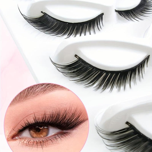 5 Pairs Natural Look Winged False Eyelashes Faux Mink Cat Eye Fox Fairy Lashes