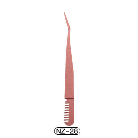 Stainless Steel 2 in 1 Eyelash Tweezers and Curling Clip Beauty Tool