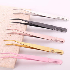 Stainless Steel 2 in 1 Eyelash Tweezers and Curling Clip Beauty Tool